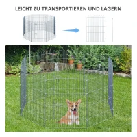 PawHut Freilaufgehege Welpenauslauf Welpenzaun Laufstall Welpengitter für Tiere 8-teilig B63 x H91 cm(m-5)