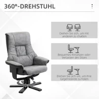 Relaksacyjny fotel z taboretem fotel telewizyjny fotel wypoczynkowy sofa rozkładana szary 78x82,5x109cm HOMCOM®(m-4)