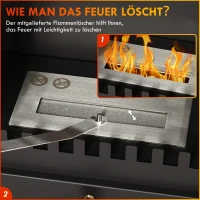 HOMCOM Ethanolhaard, vrijstaand, 3 uur brandtijd, tot 25 m², roestvrijstalen behuizing, zwart, 45 x 28 x 54 cm(m-5)