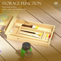 Vinsetto Wooden Table Easel Box Hold Canvas up to 61cm, Adjustable Beechwood Storage Table Box Easel, Portable Folding Artist Drawing & Sketching Board for Adults, Beginners, Artists Painting(m-6)