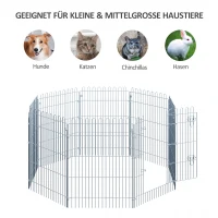 PawHut Freilaufgehege Welpenauslauf Welpenzaun Laufstall Welpengitter für Tiere 8-teilig B63 x H91 cm(m-6)