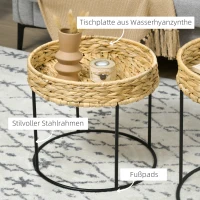 HOMCOM zestaw 2 stolików kawowych, stolik pomocniczy w stylu boho, stolik zestawowy, stal, naturalny(m-6)