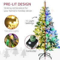 HOMCOM 4.5' Artificial Snow Christmas Trees with Frosted Branches, Warm White or Colourful LED Lights, Steel Base(m-4)