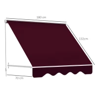 Outsunny Copertină de Soare Rulantă cu Unghi Reglabil 0-120°, Copertină Verticală de Exterior Anti UV, 180×70 cm, Roșu(m-3)