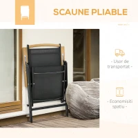 Outsunny Set Mobilier de Gradina de 5 Piese din Aluminiu, Set de Masa cu 4 Scaune de Exterior Pliabile Reglabile pentru 4 Persoane, Negru(m-5)