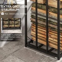 Outsunny Houtopslag voor buiten, tot 2100 kg, polycarbonaat dak, metalen frame, 185 x 67 x 185 cm(m-4)