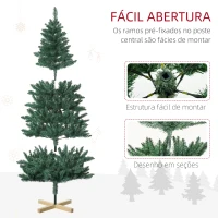 HOMCOM Árvore de Natal Artificial 180 cm com 536 Ramos e Base Cruzada de Madeira Decoração para Interiores Ø90x180 cm Verde(m-7)