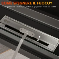 HOMCOM Camino Bioetanolo a 3 Lati con Bruciatore da 2.4L e Durata 4 Ore, Copertura 30㎡, 100x30x55cm, Nero(m-6)