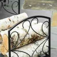 Outsunny Suport pentru Lemne de Interior si de Exterior din Fier 50kg de Lemne 39.5x31.5x39.5cm(m-8)