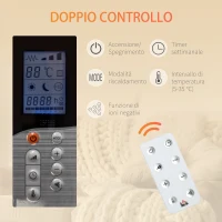 HOMCOM Stufetta Elettrica da 1000/2000W con Timer e Impostazioni di Calore per Stanze max 15 m², 75x31x66.5 cm, Bianco(m-5)