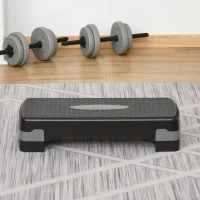 HOMCOM Step para Exercício Aeróbico Plataforma Step com Altura Ajustável em 2 Níveis com Carga Máxima 120kg para Exercício em Academia Casa 68x29x10-15cm Preto(m-11)