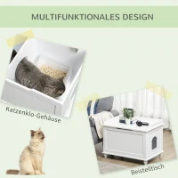 PawHut Katzenklo Katzenschrank mit Stauraum Klappdeckel Weiß 74 x 52 x 55cm(m-4)