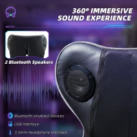 Vinsetto Video Game Chair with Speakers, Leather, Swivel, Height Adjustable w/Flip-up Arms, Headrest, Grey(m-4)