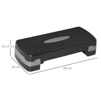 HOMCOM Step para Exercício Aeróbico Plataforma Step com Altura Ajustável em 2 Níveis com Carga Máxima 120kg para Exercício em Academia Casa 68x29x10-15cm Preto(m-3)