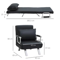 HOMCOM Fotel do spania, 2-w-1 rozkładana sofa z regulowanym oparciem(m-3)