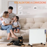 HOMCOM Stufetta Elettrica da 1000/2000W con Timer e Impostazioni di Calore per Stanze max 15 m², 75x31x66.5 cm, Bianco(m-6)