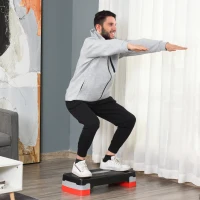 HOMCOM Step para Exercício Aeróbico Plataforma Step com Altura Ajustável em 2 Níveis com Carga Máxima 150kg para Exercício em Academia Casa 68x29x10-15cm Preto e Vermelho(m-11)