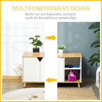 PawHut Katzenschrank für katzentoilette 2 in 1 Design Katzenklo mit Magnettür Beistelltisch Katzenhaus für Katzenbett mit Türöffnung Kiefernholz Eiche+Weiß 100 x 55 x 60 cm(m-5)