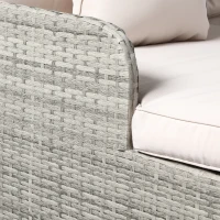 Outsunny Lit canapé double pour jardin en résine tressée PE avec matelas, accoudoirs et 4 coussins dim. 158L x 134l x 70H cm - gris et beige(m-7)