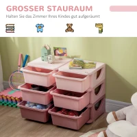 HOMCOM Opbergdoos voor kinderen, kinderopbergdoos, 3 laden, roze+ paars(m-4)