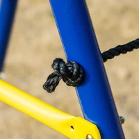 Outsunny Juego de Columpios Infantil de Metal con 2 Asientos Doble Balancín Escalera Torre de Escalada y Canasta Parque de Jardín para Niños +3 Años 315x138x175 cm Multicolor(m-8)