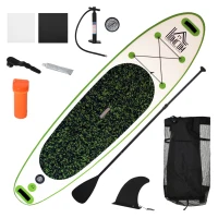 HOMCOM Tavola Gonfiabile SUP Stand Up Paddle con Pagaia Regolabile, Paddle Surf Gonfiabile Tavola da Surf con Accessori, Verde 302x76x15cm(m-1)