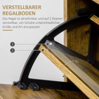 HOMCOM Schuhschrank im Industrie-Design für 12 Paar Schuhe 2 Kippfächer und 4 Regale 60 cm x 24 cm x 102 cm braun(m-5)