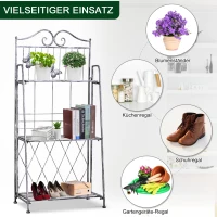 Regał na rośliny kwiaty stojak ogrodowy 3-poziomowy metal składany srebrny 44 x 25 x 96 cm Outsunny(m-4)