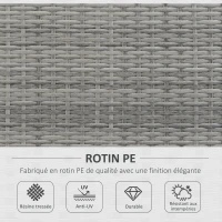 Outsunny Lit canapé double pour jardin en résine tressée PE avec matelas, accoudoirs et 4 coussins dim. 158L x 134l x 70H cm - gris et beige(m-4)