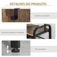 HOMCOM Móvel Cabide de Entrada com 8 Ganchos e Sapateira Armário de Entrada com Cabides 72x34x185cm Marrom e Preto(m-7)