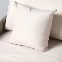 Outsunny Lit canapé double pour jardin en résine tressée PE avec matelas, accoudoirs et 4 coussins dim. 158L x 134l x 70H cm - gris et beige(m-9)