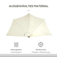 Outsunny parasol, terrasschaduw, halfrond, met zonnepaneel, 20 LED's, handslinger, beige, 2,70 x 1,35 x 2,40 m(m-7)
