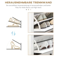 HOMCOM Schuhschrank mit 3 Kippfächern, verstellbare Einlegeböden, 70 cm x 26 cm x 123 cm, Weiß(m-6)