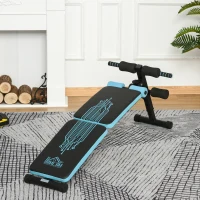 HOMCOM Panca Multifunzione per Allenamento a Casa, Schienale e Cuscinetti Regolabili, Blu e Nero, 144x53x45-60cm(m-2)