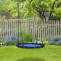 HOMCOM 23.5 Inch/ 60 cm Spider Web Tree Swing for Kids Children Nest Swing Seat Heavy Duty Rope Metal Frame Outdoor Birds Crows Toys Garden Backyard(m-2)