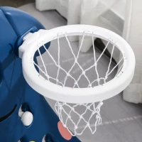 HOMCOM Scivolo per Bambini 1-4 Anni con Canestro, Pallone Basket e Pompetta per Giardino o Cameretta, Blu e Bianco(m-9)