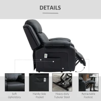 HOMCOM Electric Armchair for Elderly, Leather, w/ Remote Control, Footstool, Black(m-4)