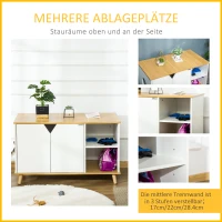 PawHut Katzenschrank für katzentoilette 2 in 1 Design Katzenklo mit Magnettür Beistelltisch Katzenhaus für Katzenbett mit Türöffnung Kiefernholz Eiche+Weiß 100 x 55 x 60 cm(m-4)