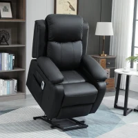 HOMCOM Electric Armchair for Elderly, Leather, w/ Remote Control, Footstool, Black(m-10)