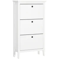 HOMCOM Schuhschrank mit 3 Kippfächern, verstellbare Einlegeböden, 70 cm x 26 cm x 123 cm, Weiß(m-1)