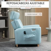 HOMCOM Sillón Levanta Personas con Reclinación 143° USB Reposacabezas Ajustable Carga 150 kg 81x91x103 cm Azul(m-8)