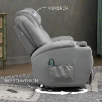 HOMCOM Massagestoel met voetensteun, 8 vibratiepunten, 5 modi, inclusief afstandsbediening, lichtgrijs.(m-6)