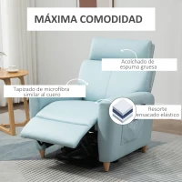 HOMCOM Sillón Levanta Personas con Reclinación 143° USB Reposacabezas Ajustable Carga 150 kg 81x91x103 cm Azul(m-6)