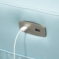 HOMCOM Sillón Levanta Personas con Reclinación 143° USB Reposacabezas Ajustable Carga 150 kg 81x91x103 cm Azul(m-9)