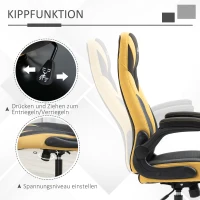 Vinsetto Gaming Stuhl z funkcją kołysania, obrotowy fotel biurowy z ekoskóry o wysokości 110-116cm(m-5)