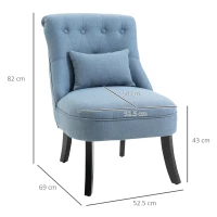 HOMCOM Fabric Single Sofa Dining Chair Tub Chair Upholstered W/ Pillow Solid Wood Leg Home Living Room Furniture Blue(m-3)