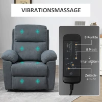 HOMCOM Massagestoel met opstaan hulp, 8 vibratiemotoren, inclusief afstandsbediening, donkergrijs(m-6)