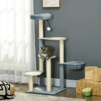 PawHut 118.5cm Cat Tree Tower with Scratching Posts, Mats, Hammock, Bed, Toy Ball(m-10)