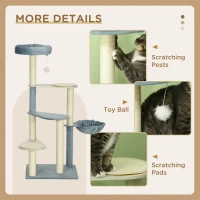 PawHut 118.5cm Cat Tree Tower with Scratching Posts, Mats, Hammock, Bed, Toy Ball(m-6)