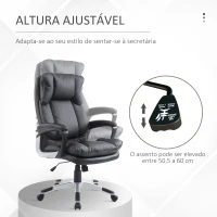 HOMCOM Cadeira de Escritório Giratória Cadeira de Escritório Ergonómica com Apoio para os Braços e Altura Ajustável 66x71x110-120,5 cm Preto(m-5)